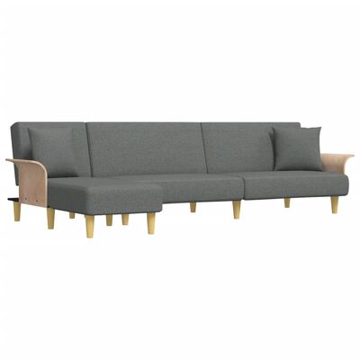 vidaXL Sofa rozkładana L, ciemnoszara, 279x140x70 cm, tkanina