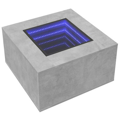 vidaXL Stolik kawowy z LED, szarość betonu, 60x60x40 cm