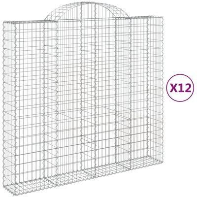 vidaXL Kosze gabionowe, 12 szt, 200x50x180/200cm, galwanizowane żelazo