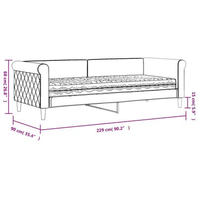 vidaXL Sofa z materacem do spania, jasnoszara, 80x200 cm, aksamit