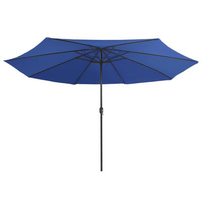 vidaXL Parasol ogrodowy na metalowym słupku, 390 cm, niebieski