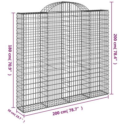 vidaXL Kosze gabionowe, 10 szt, 200x50x180/200cm, galwanizowane żelazo