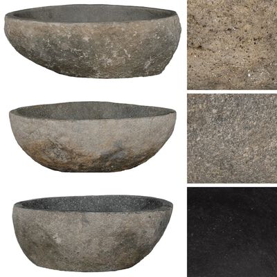 vidaXL Umywalka z kamienia rzecznego, owalna, (29-38)x(24-31) cm