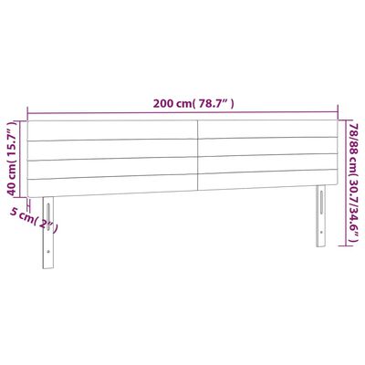 vidaXL Zagłówek do łóżka z LED, taupe, 200x5x78/88 cm, tkanina