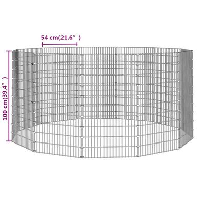 vidaXL Kojec dla zwierząt, 12 paneli, 54x100 cm, galwanizowane żelazo