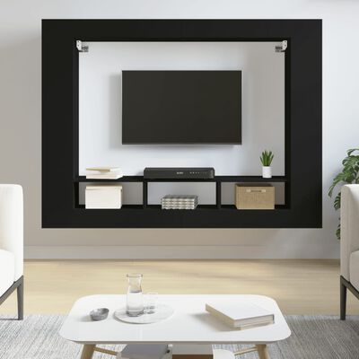 vidaXL Szafka pod TV, czarna, 152x22x113 cm, materiał drewnopochodny