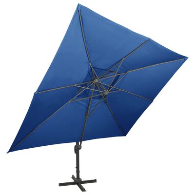 vidaXL Parasol wiszący z podwójną czaszą, 400x300 cm, niebieski