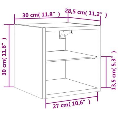 vidaXL Ścienna szafka telewizyjna z LED, biała, 30x28,5x30 cm