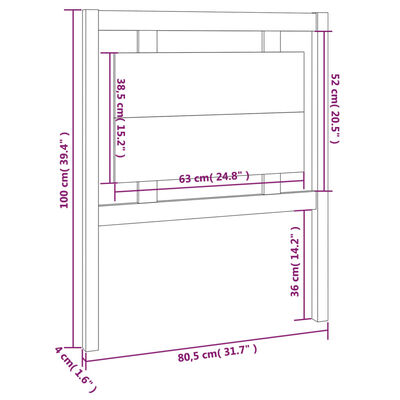 vidaXL Wezgłowie łóżka, białe, 80,5x4x100 cm, lite drewno sosnowe