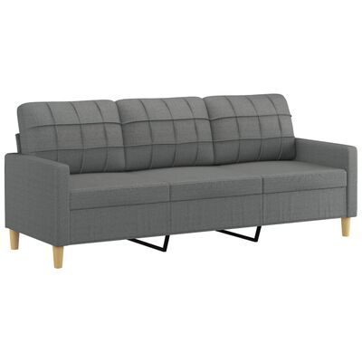 vidaXL Sofa 3-osobowa, ciemnoszara, 180 cm, tkanina, klasa B