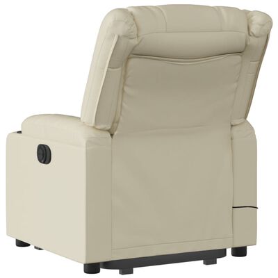 vidaXL Podnoszony fotel masujący, rozkładany, kremowy, ekoskóra
