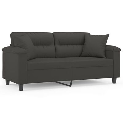 vidaXL 2-osobowa sofa z poduszkami, ciemnoszara, 140 cm, mikrofibra