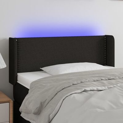 vidaXL Zagłówek do łóżka z LED, czarny, 83x16x78/88 cm, tkanina