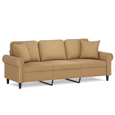 vidaXL 3-osobowa sofa z poduszkami, brązowa, 180 cm, aksamit