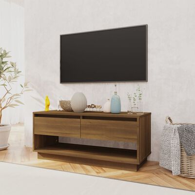 vidaXL Szafka pod TV, brązowy dąb 102x41x44 cm materiał drewnopochodny