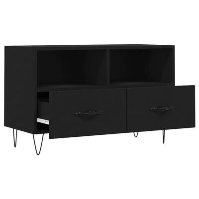 vidaXL Szafka pod TV, czarna, 80x36x50 cm, materiał drewnopochodny