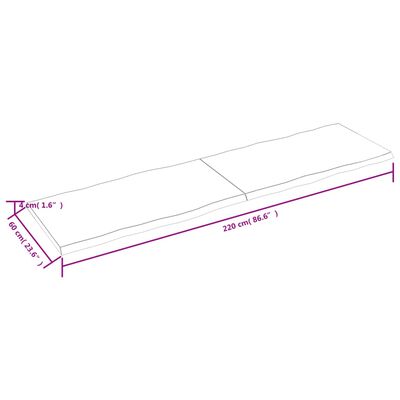 vidaXL Blat stołu, 220x60x(2-4)cm surowy, lity dąb naturalną krawędzią