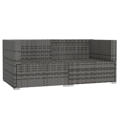 vidaXL 2-osobowa sofa ogrodowa z poduszkami, polirattan, szara