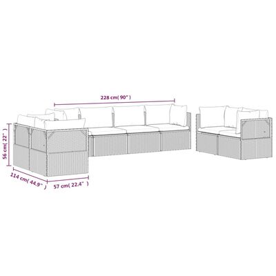 vidaXL 8-cz. zestaw wypoczynkowy do ogrodu, poduszki, rattan PE, szary