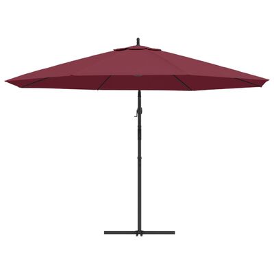 vidaXL Parasol wiszący z aluminiowym słupkiem, 350 cm, bordowy