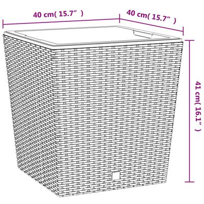 vidaXL Donica z pojemnikiem wewnętrznym, antracyt, 37/64 L, rattan PP