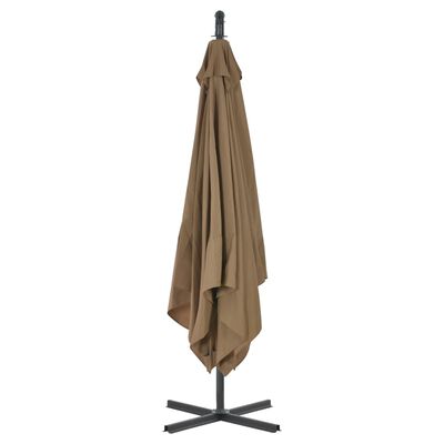 vidaXL Parasol wiszący ze stalowym słupkiem, 250x250 cm, taupe