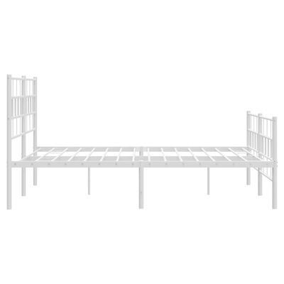 vidaXL Metalowa rama łóżka z wezgłowiem i zanóżkiem, biała, 160x200 cm