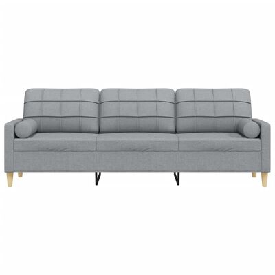 vidaXL 3-osobowa sofa z poduszkami, jasnoszara, 210 cm, obita tkaniną