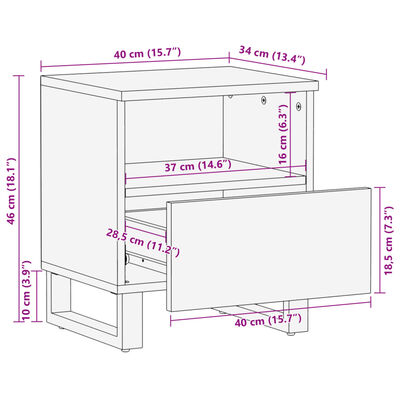 vidaXL Szafki nocne, 2 szt., 40x34x46 cm, bielone drewno mango