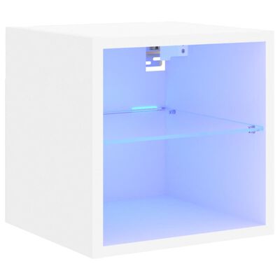 vidaXL Ścienna szafka telewizyjna z LED, biała, 30x28,5x30 cm