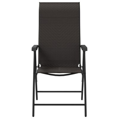 vidaXL Składane krzesła ogrodowe, 2 szt., czarna kawa, rattan PE