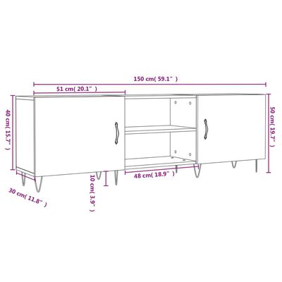 vidaXL Szafka pod TV, szarość betonu, 150x30x50 cm