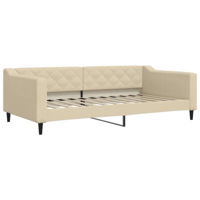 vidaXL Sofa rozsuwana z szufladami, kremowa, 100x200 cm, tkanina