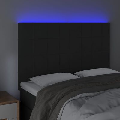 vidaXL Zagłówek do łóżka z LED, czarny, 144x5x118/128 cm, aksamit