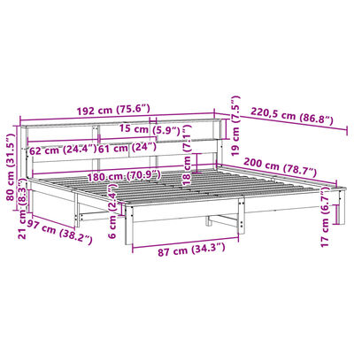 vidaXL Rama łóżka bez materaca, biała, 180x200 cm, lite drewno sosnowe