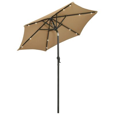 vidaXL Parasol ogrodowy z LED, taupe, 200x211 cm, aluminium