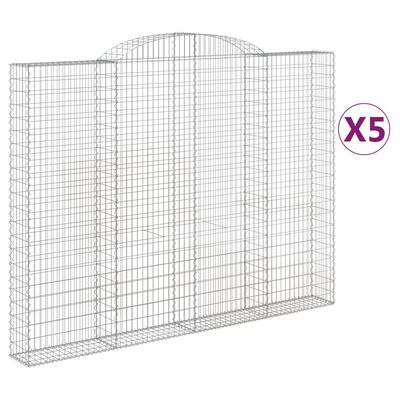 vidaXL Kosze gabionowe, 5 szt, 300x30x220/240 cm, galwanizowane żelazo