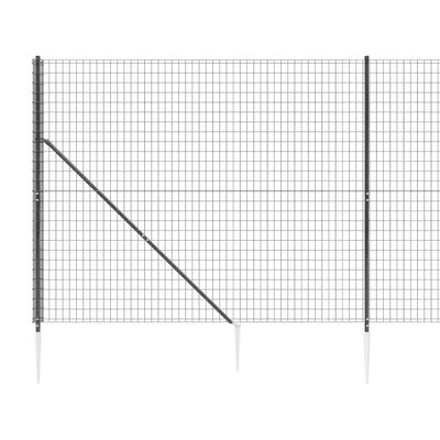 vidaXL Ogrodzenie z siatki, z kotwami, antracytowe, 1,6x25 m