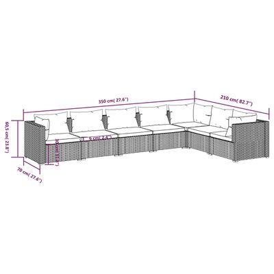 vidaXL 7-cz. zestaw wypoczynkowy do ogrodu, poduszki, rattan PE, brąz