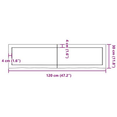 vidaXL Blat do łazienki, jasnobrązowy, 120x30x(2-6) cm, lite drewno