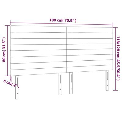 vidaXL Zagłówek do łóżka z LED, ciemnoniebieski, 180x5x118/128 cm