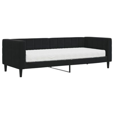 vidaXL Sofa z materacem do spania, czarna, 80x200 cm, aksamit