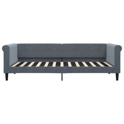 vidaXL Sofa z materacem do spania, ciemnoszara, 90x200 cm, aksamit