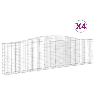 vidaXL Kosze gabionowe, 4 szt, 400x30x100/120 cm, galwanizowane żelazo