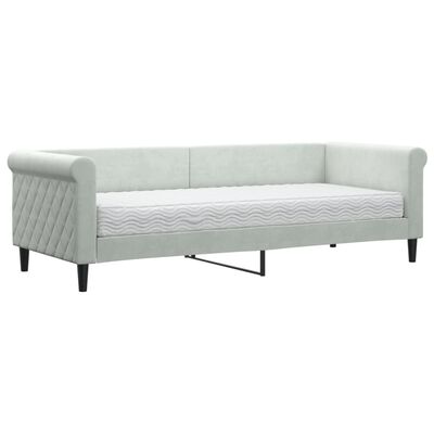 vidaXL Sofa z materacem do spania, jasnoszara, 80x200 cm, aksamit