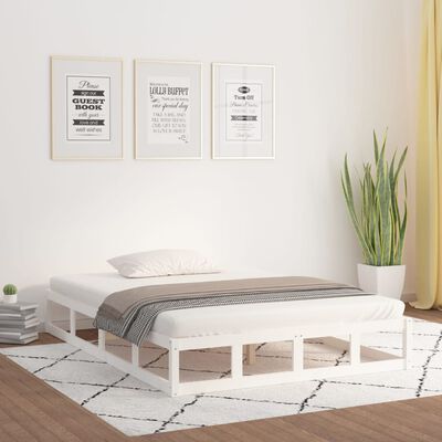 vidaXL Rama łóżka, biała, 120 x 200 cm, lite drewno