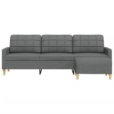 vidaXL 3-osobowa sofa z podnóżkiem, ciemnoszara, 210 cm, tkaniną