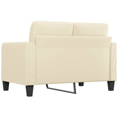 vidaXL Sofa 2-osobowa, kremowa, 120 cm, sztuczna skóra, klasa B