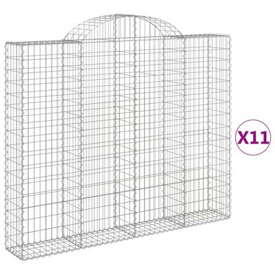 vidaXL Kosze gabionowe, 11 szt, 200x30x160/180cm, galwanizowane żelazo