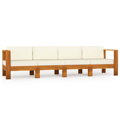 vidaXL 4-osobowa sofa ogrodowa z kremowymi poduszkami, drewno akacjowe